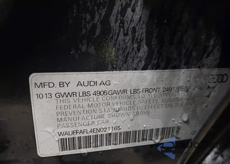 2014 Audi A4 2.0T Premium z USA, uszkodzony, nr VIN WAUFFAFL4EN021165